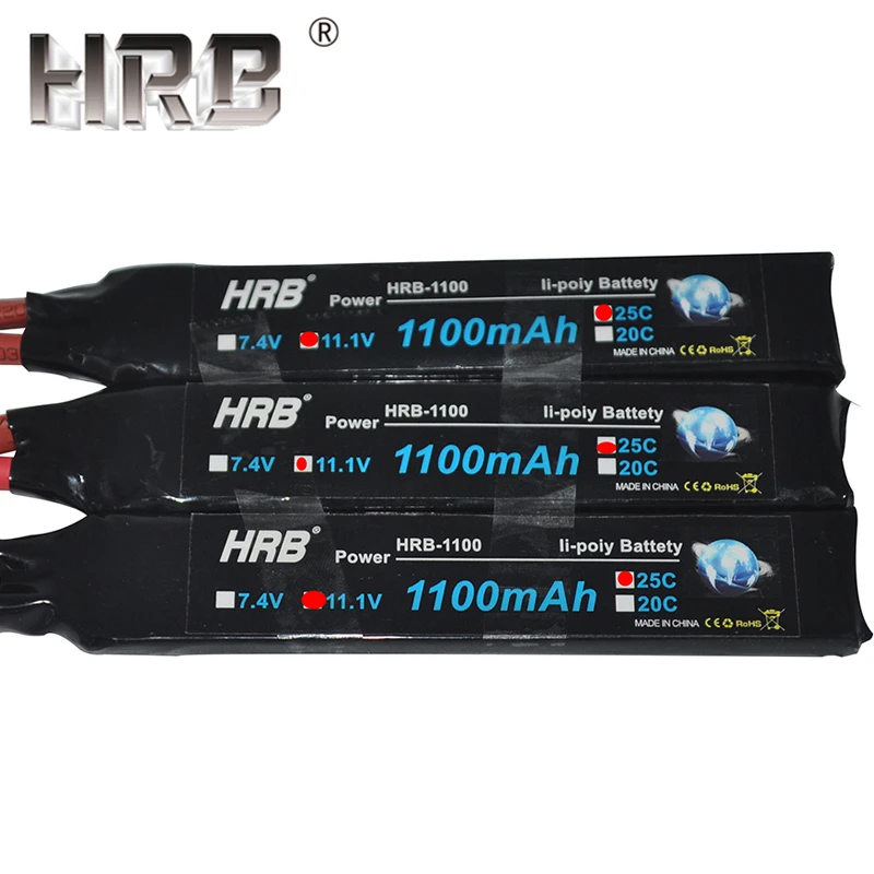 HRB RC Lipo батарея 2S 7,4 V 3S 11,1 V 1100mAh 25C разъем Tamiya Airsoft пневматические пистолеты для радиоуправляемого автомобиля fpv Дрон с 1-8S тестер напряжения