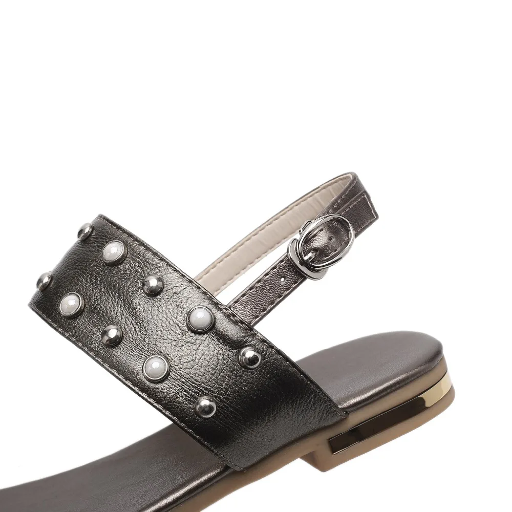 Женские босоножки из натуральной кожи базовый дизайн с пряжкой и ремешком