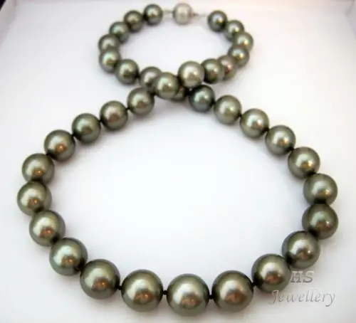 Free shipping Tahitian Cultured Pearl 10mm 18KWG Necklace 18&quot Top Grade NR &ampaa **A good | Украшения и аксессуары