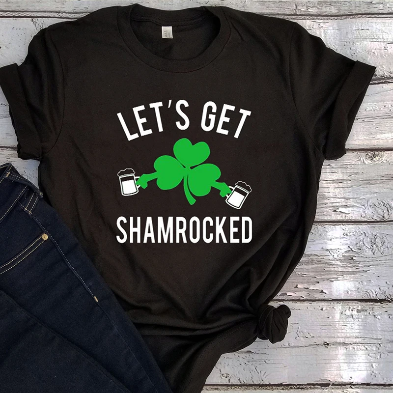 Женская рубашка размера плюс Shamrock футболки на День святого Валентина с