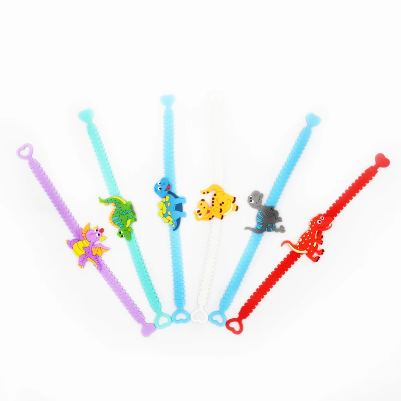 Mix Bracelet 6pcs 3, 6, 12 шт. вечерние сувениры для душа ребенка Декор мультфильм Динозавр браслеты из колец для детей день рождения украшения подарки поставки, Q - Цвет: Mix Bracelet 6pcs