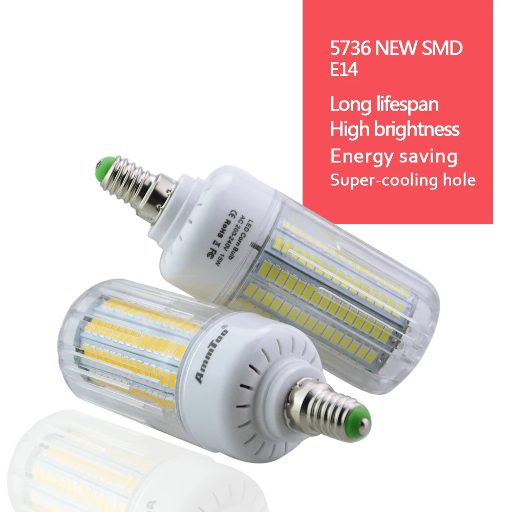 Обновленный 5736 SMD светодиодный светильник E27 E14 3 Вт 5 Вт 7 Вт 9 Вт 12 Вт 15 Вт светодиодные лампы 220 в 230 В лампада светодиодный светильник в форме свечи для украшения дома