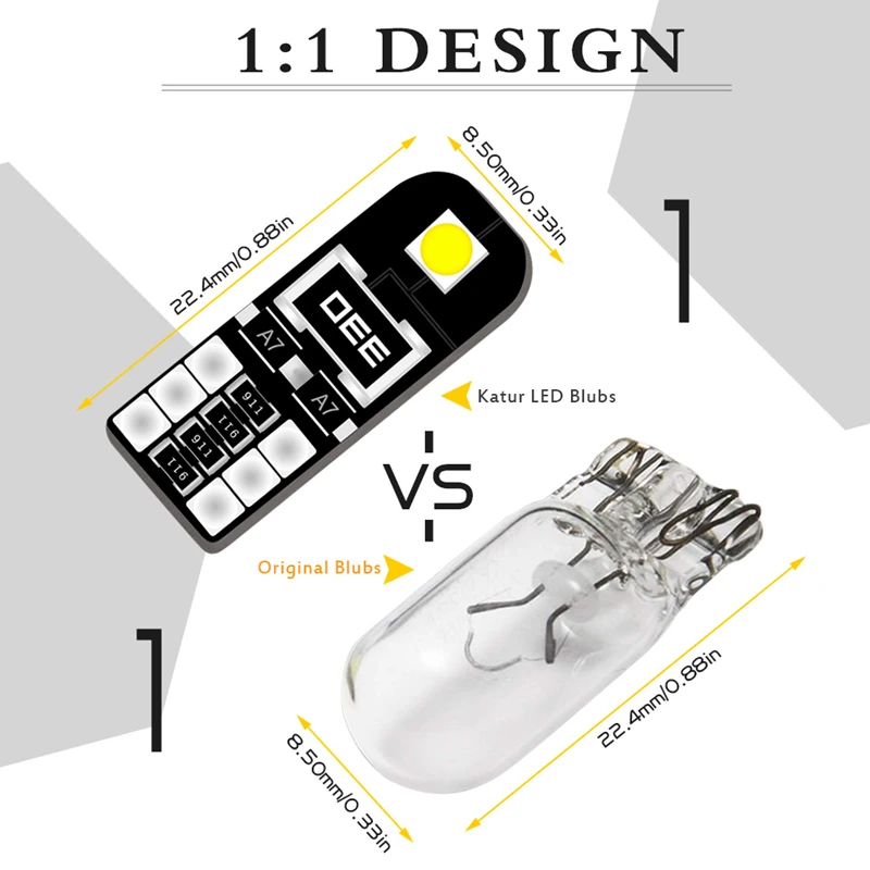 Katur 10 шт. W5W LED Canbus T10 Светодиодная лампа 3030 2SMD автомобильное Внутреннее освещение