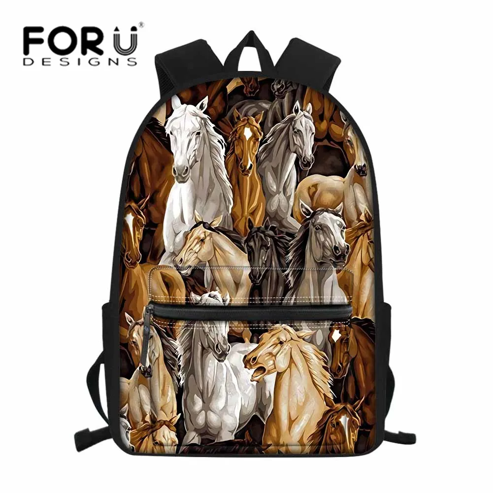 FORUDESIGNS/детские школьные сумки для детей Crazy Horse 3D печать сумка на плечо подростков