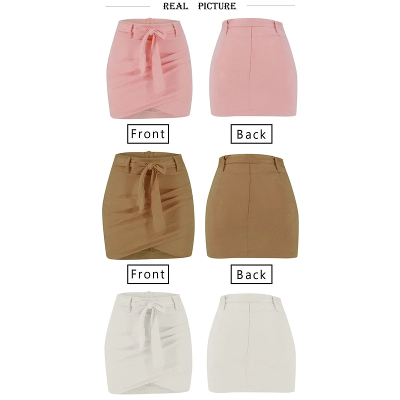 Модная женская облегающая юбка с высокой талией Однотонная бантом Женская