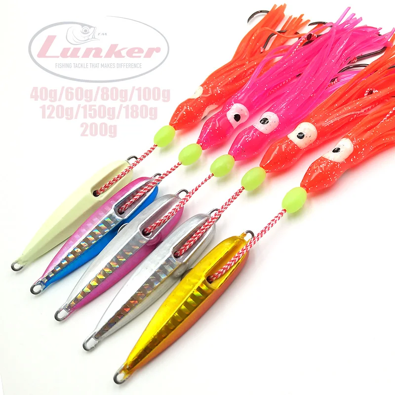 Lunker Inchiku 40 г, 60 г 80 г 100 120g 150g 180g 200g Металическая дергающаяся головка рифовых и морских окуней морского окуня, медленное заслонка соленой воды приманки глубоководная лодка