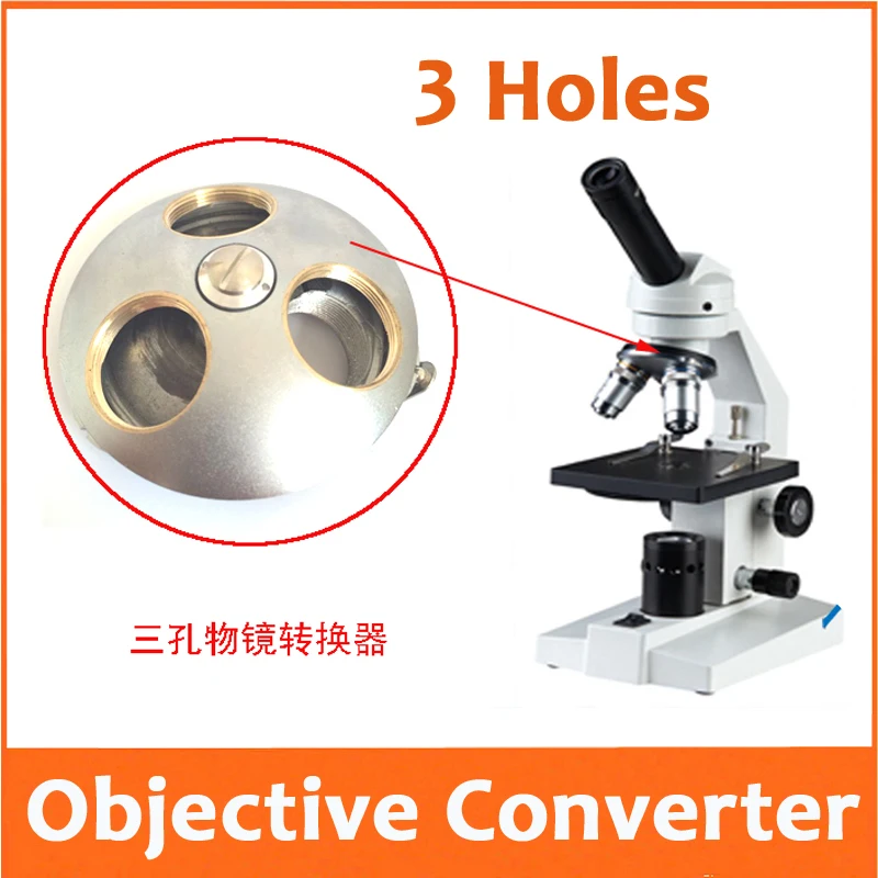 3 holes objective converter for Biological Microscope Revolving Nosepiece 3-hole Objective Lens Adapter Holder | Инструменты