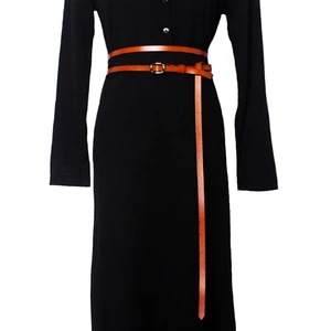 Ремень женский кожаный, тонкий, с металлической пряжкой