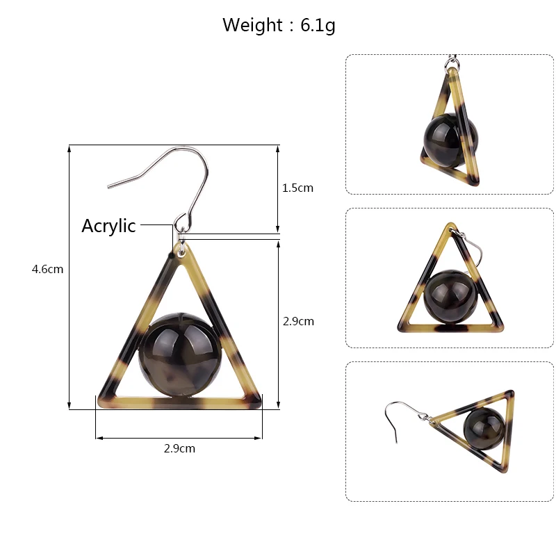 GuanLong Fashion Ball Triangle Acetic Acid Acrylic Earrings pendientes oorbellen boucle d oreille bijoux femme | Украшения и