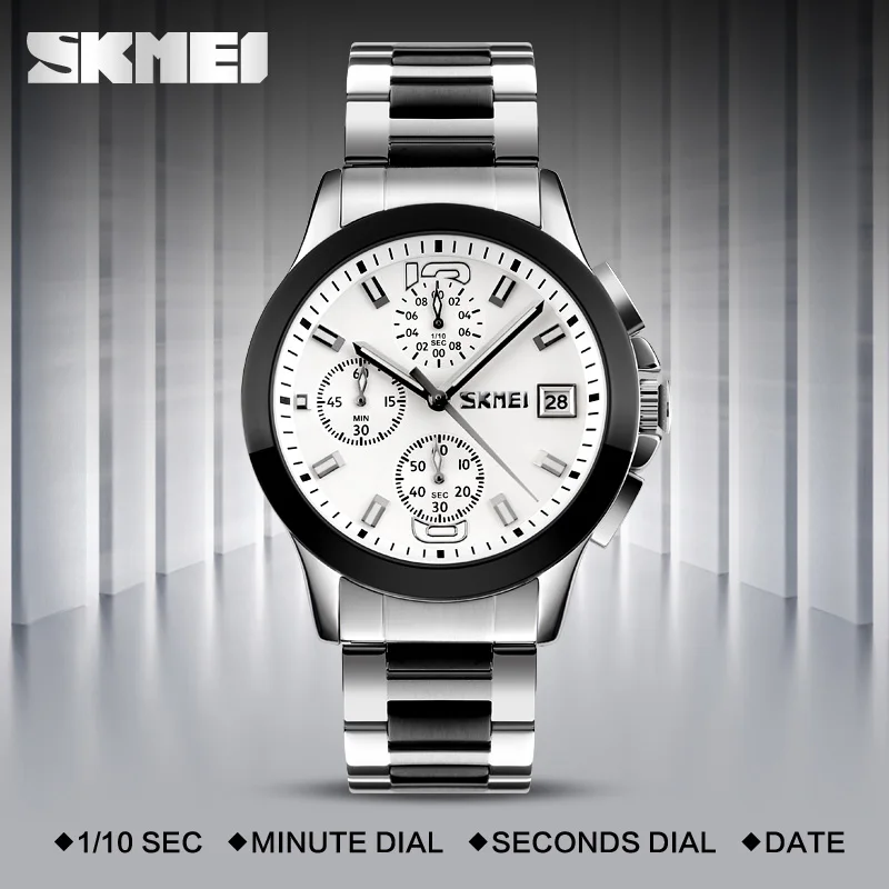 SKMEI Fashion Quartz Watch Waterproof Multi Dial Stop Japan Movement Men Wristwatches Steel Band Montre Homme Erkek Saat | Наручные часы