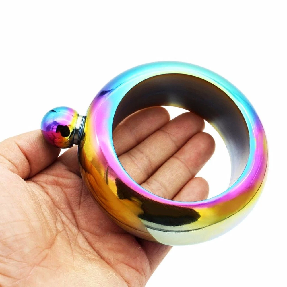 Нержавеющая сталь Портативный круглый шикарный элегантный браслет хип-фляга для