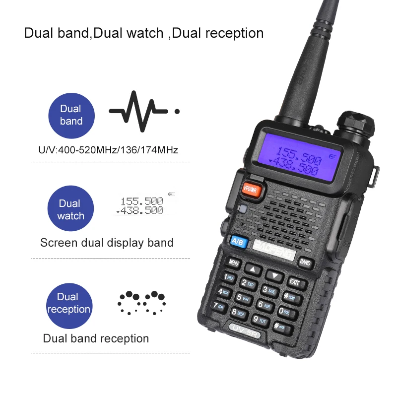 6 шт./лот Портативный Baofeng UV5R двухстороннее радио радиолюбителей UHF УКВ 136-174/400-520