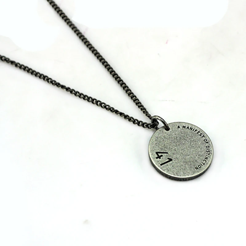 Steel soldier vintage men round pendant necklace fashion manifest distinction unique personality chain jewelry
