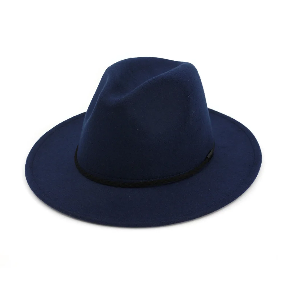 Шерстяная фетровая шляпа Панама Trilby Jazz Fedoras головные уборы с черными плоскими полями для торжественных вечеринок верхняя шляпа для женщин и мужчин унисекс