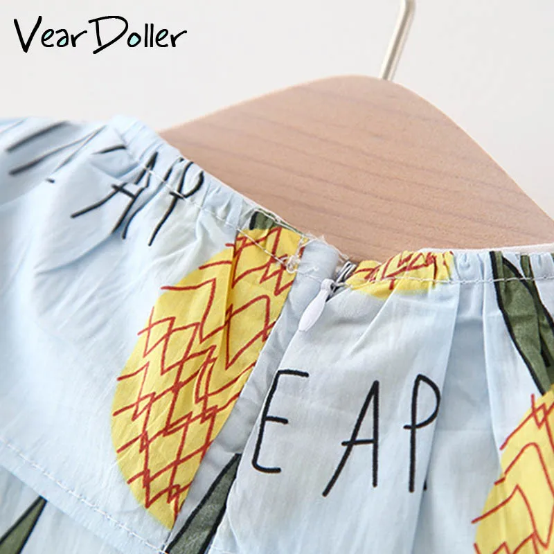 Veardoller Kids Girls Dress 2019 New Summer Cute Pineapple Pattern Sleeveless Baby Clothing with Hat | Детская одежда и обувь