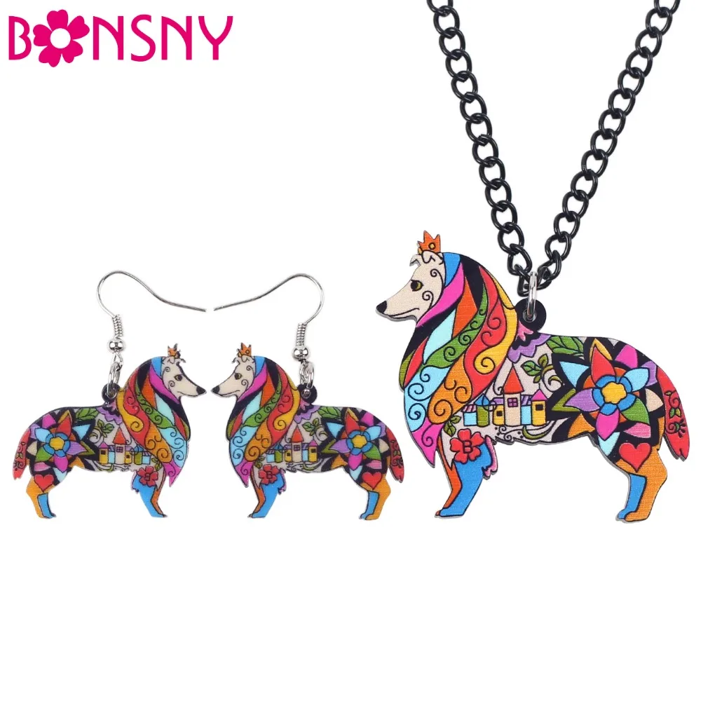 Bonsny брендовые Ювелирные наборы акриловая кайма грубое ожерелье с собакой колли