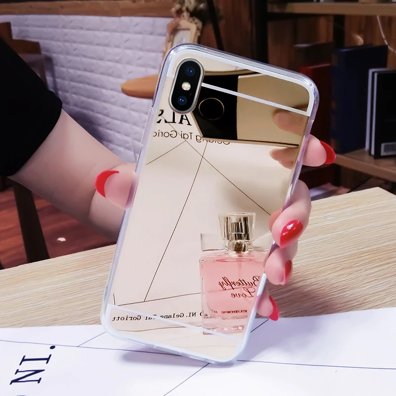 Зеркальный чехол для huawei Nova 3 3i Mate20 lite/Pro Y9 P smart Smooth мягкий чехол из ТПУ для huawei Honor 8C 7A Pro 7C P20 - Цвет: Золотой