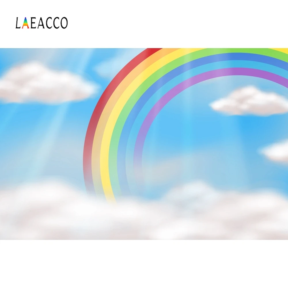 Laeacco розовый небо белые облака Радуга Детская комната мечтательные фотографии