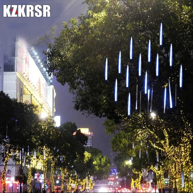 KZKRSR Водонепроницаемый 20 м 30 см 50 Led Метеоритный дождь свет 8 шт Трубы AC110V AC220V