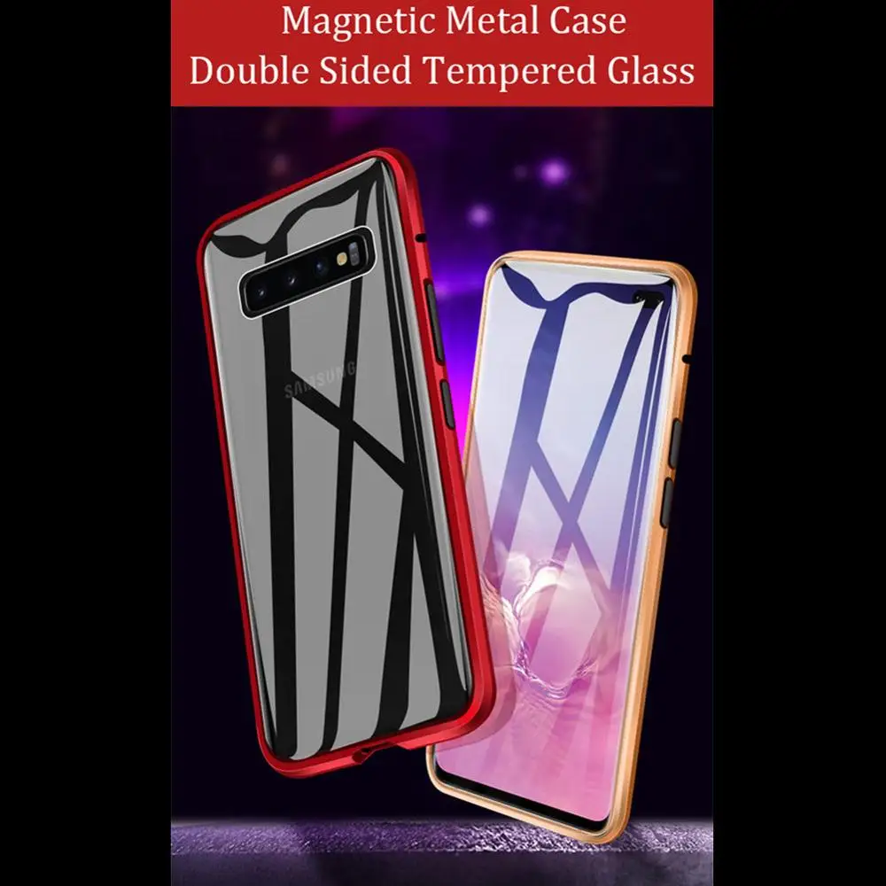 Magnetic Case for Samsung Galaxy S10 S10e S10 Plus 5G S8 S9 Plus Note 8 9 Front+Back double-sided Tempered Glass For A7 A9