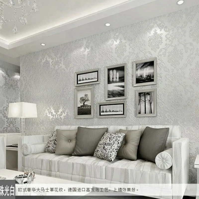 

Beibehang European 3D Stereo Wallpaper Embossed Embossed Damascus Pattern Room Living Room Home Decoration 3d Wallpaper Roll