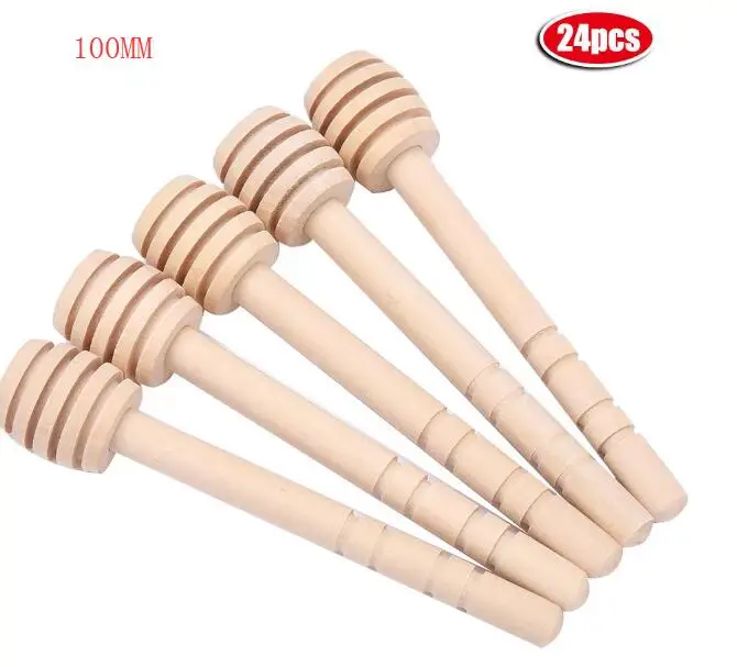24Pcs 100mm 24/50 упаковка, мини деревянная ложка для меда, спирализатор, деревянные палочки для меда, ковша для банка для джема, меда, кофе, молока, чая, кухонные инструменты - Цвет: 24Pcs 100mm