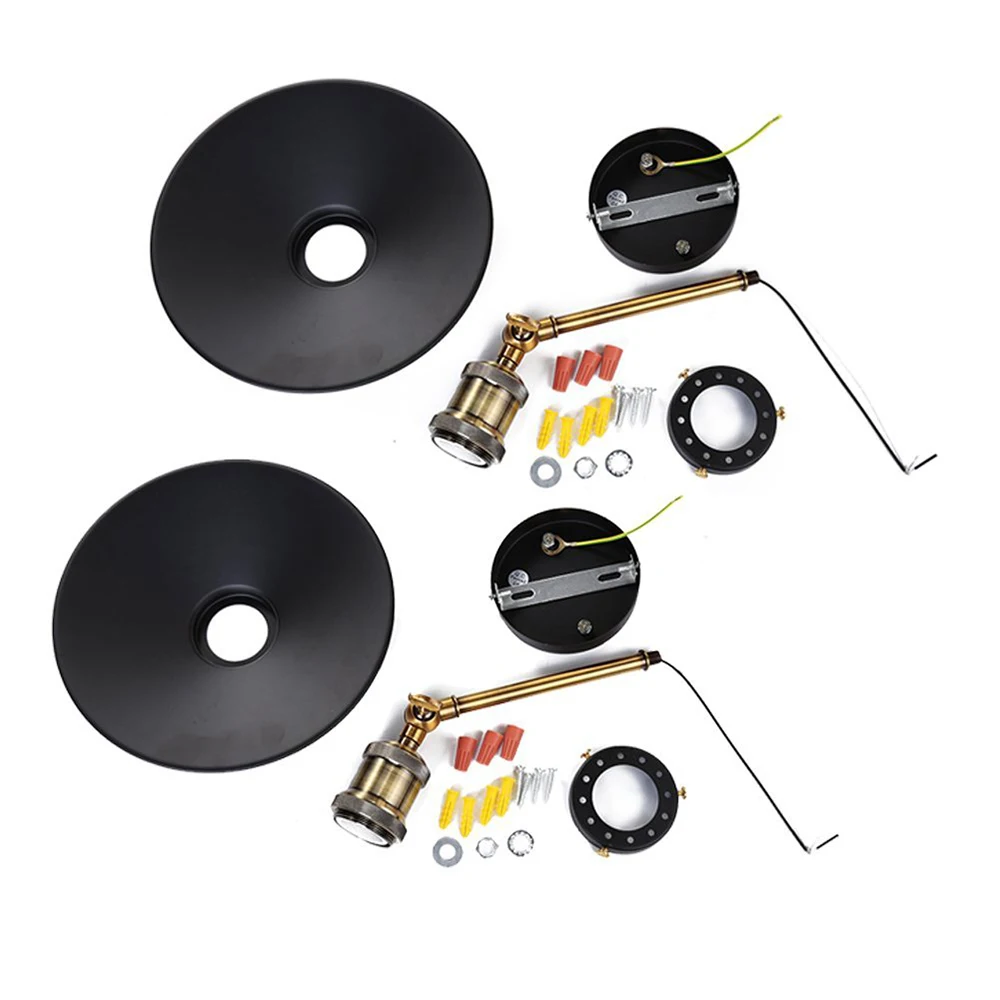 

Set of 2 Black Retro Industrial Edison Vintage Wall Lamp Ceiling Lamp - Antique Finish Brass Arm with Metal Lamp