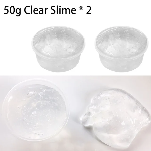 2Pcs 50g Clear Slime 48 шт. Блестящий наполнитель бусин амулеты для слизи пушистая коробка игрушки детские горки Волшебные прозрачные DIY глиняные аксессуары набор поставки детские игрушки - Цвет: 2Pcs 50g Clear Slime