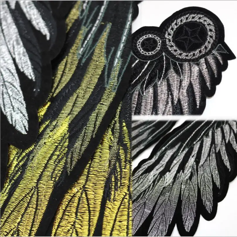 Новинка вышитая кружевная аппликация с большими крыльями ткань пайетками свитер