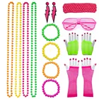 Аксессуары для женщин в стиле ретро диско в стиле 80-х годов, неоновое ожерелье из бисера в стиле диско, браслеты, разноцветные украшения в стиле рок-н-ролл, звезда 1920-х годов