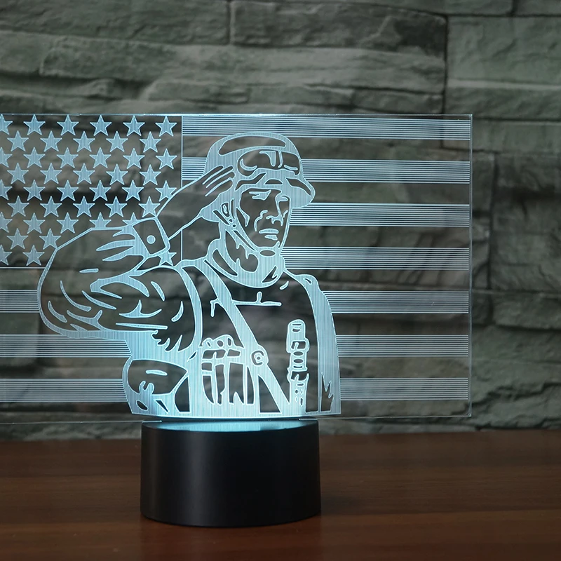 Креативные красочные градиенты атмосфера визуальный 3D флаг США Солдат литье