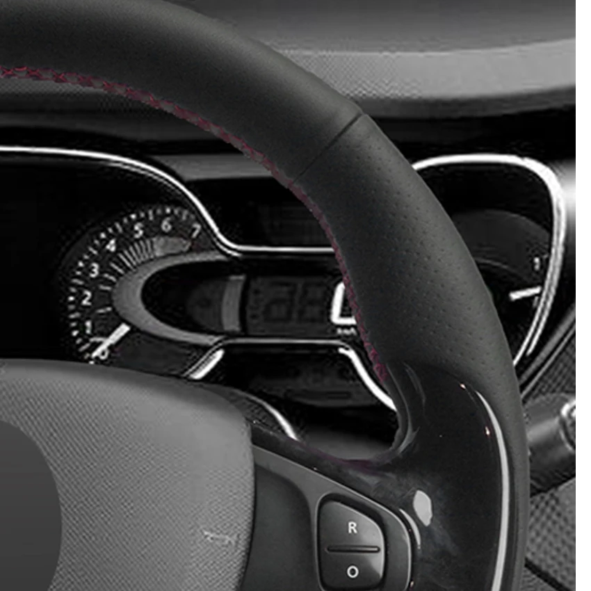 Черный PU искусственная кожа DIY чехол рулевого колеса автомобиля для Renault Clio 2013- Captur 2013- Renault samsung QM3 2013