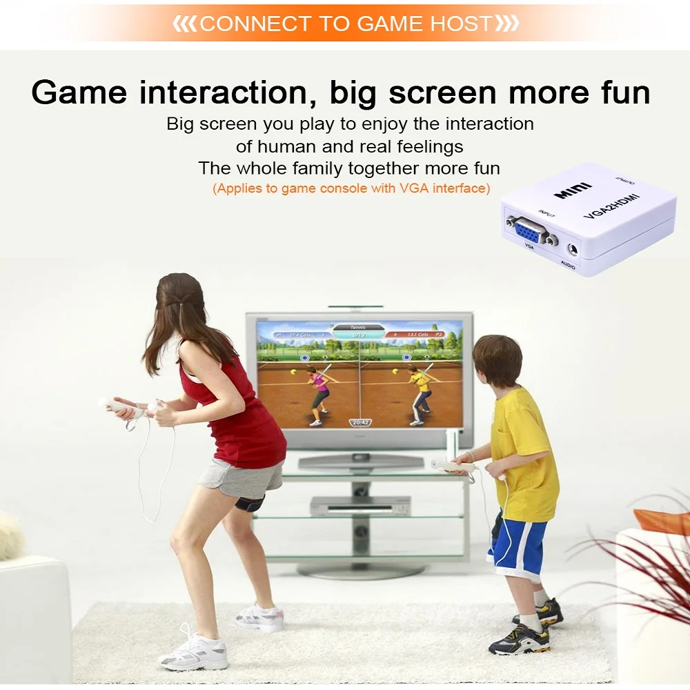 TISHRIC Mini Full hd 1080P VGA папа HDMI Женский адаптер VGA2HDMI конвертер коробка с аудио кабелем