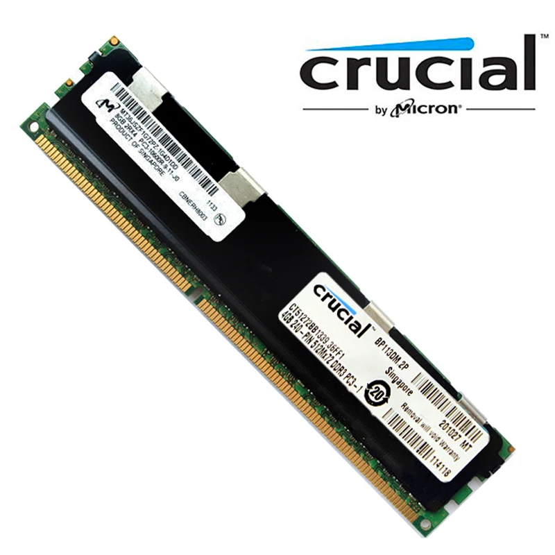 Crucial RAM DDR3 4GB ECC REG Registered DDR3 8 GB Memory 1333 (PC3 10600) for Servers  Model CT51272BB1339