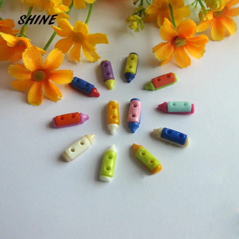 

SHINE Plastic Sewing Buttons Scrapbooking Crayon Multicolor Mixed Two Holes Pattern 20 x 7mm 50 PCs Costura Botones Decorate