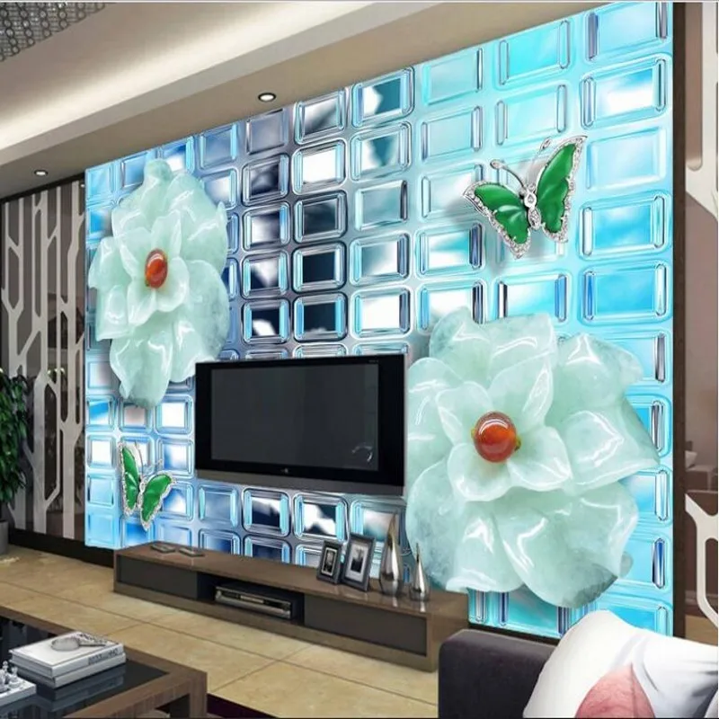 wellyu Customized large fresco glass texture of jade carving TV backdrop non-woven wallpaper papel de parede para quarto | Обустройство