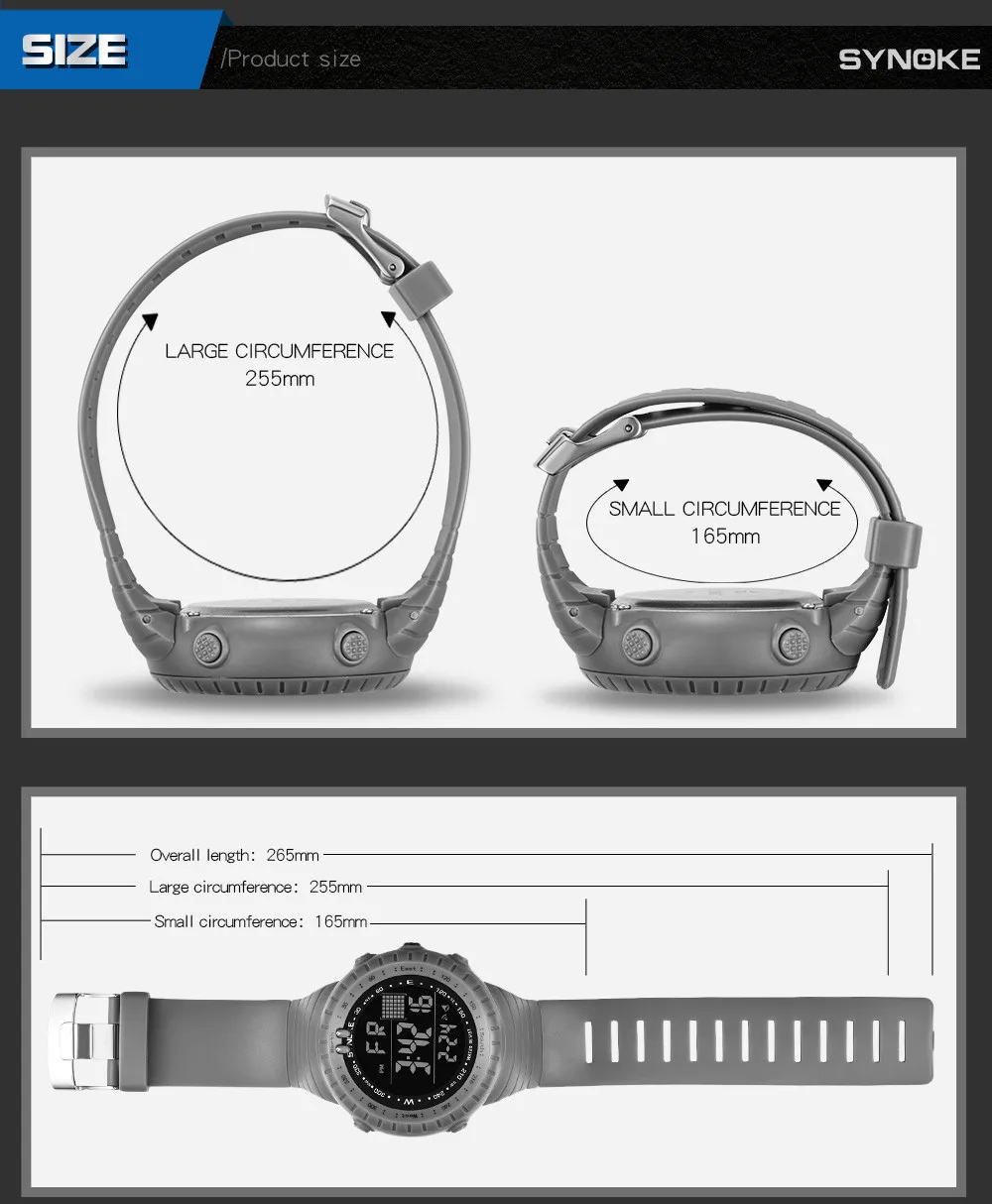 SYNOKE Multi-Function50M водонепроницаемые часы светодиодный цифровой двойной экшн Часы светодиодный военный водонепроницаемый мужские наручные часы N50