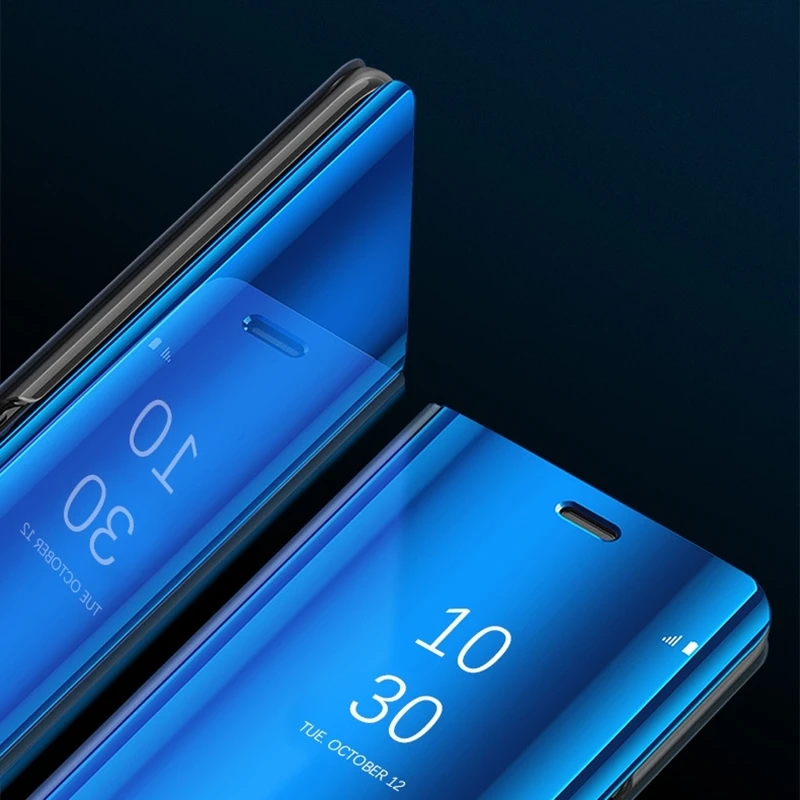 Прозрачный зеркальный умный чехол для Huawei Y6 Y9 2018 откидной кожаный