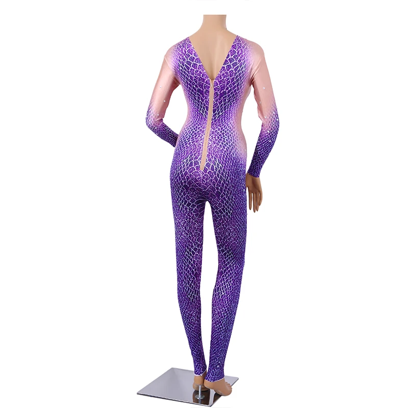 Женский эластичный комбинезон со змеиным принтом Christia Bella вечерние Стрейчевые