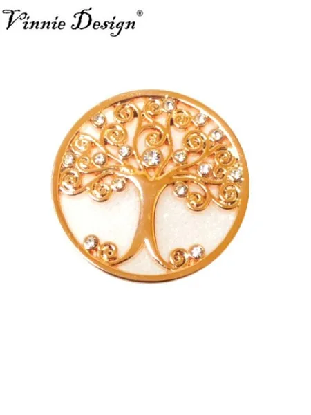 Vinnie Дизайн Ювелирные изделия семья дерево с белые кристаллы монета для 35 мм