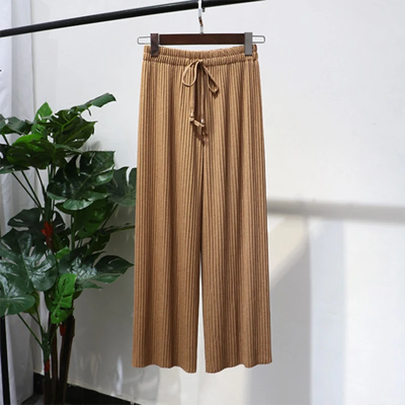 Женские эластичные свободные брюки в полоску трикотажные новинка 2019|Брюки| |