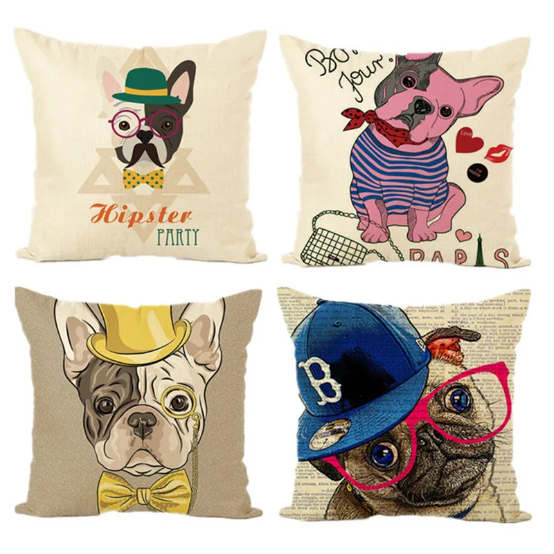 Задняя наволочка с собакой очками мультяшным принтом Декоративные Чехлы для