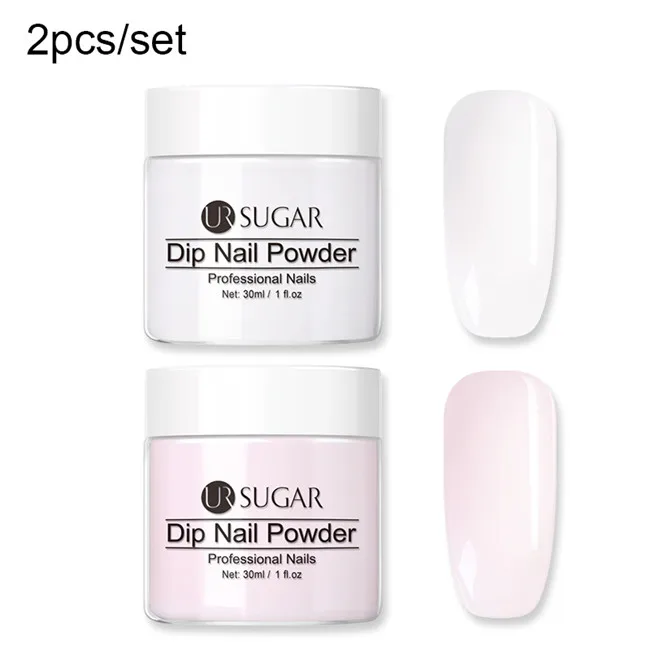 2pcs set2 Ur Sugar 30 мл Dip пудра для ногтей с блестками пигмент градиентный французский хром маникюр Дизайн ногтей погружение пыли порошок без лампы лечения - Цвет: 2pcs set2
