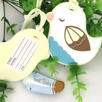 30pcslotfree shippingbaby shower favors baby bird design luggage tag rubber babbage tag place card holder wedding favor