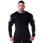 Мужская спортивная футболка с длинным рукавом для бега, фитнеса, бодибилдинга, тренировок, черная брендовая одежда, обтягивающая футболка