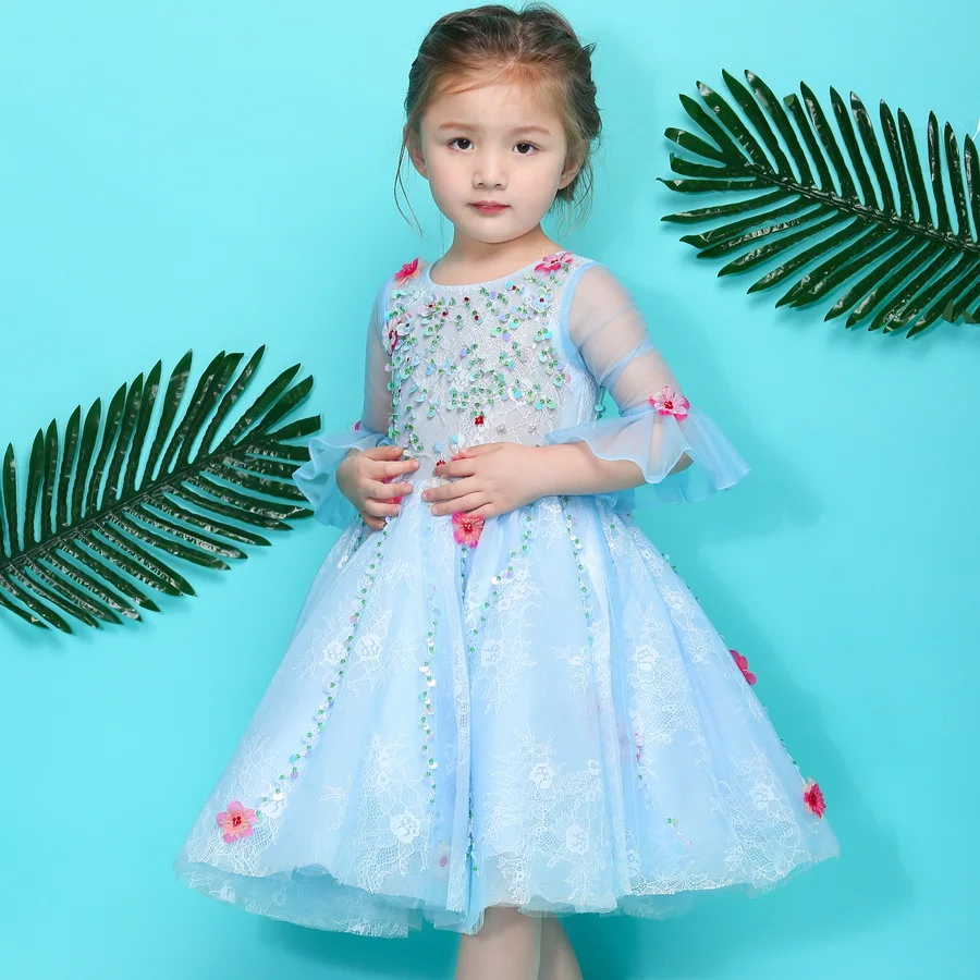 Ssyfashion новый сладкий цветок gril платья для свадьбы белое кружево аппликация 3/4