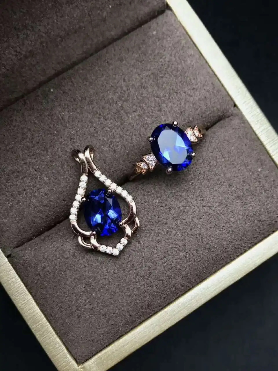 KJJEAXCMY Fine jewelry 925 Стерлинговое Серебро инкрустированная натуральная Подвеска из танзанита кольцо shinv цвет Тото Бо ожерелье набор