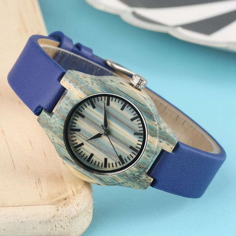 Часы наручные женские мятно-зеленые с деревянным ремешком | Наручные часы