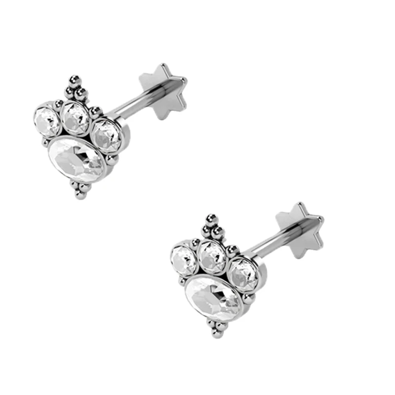 Милые серьги гвоздики для ушей 1 шт. маленькие кошачьи следы дизайн логотипа