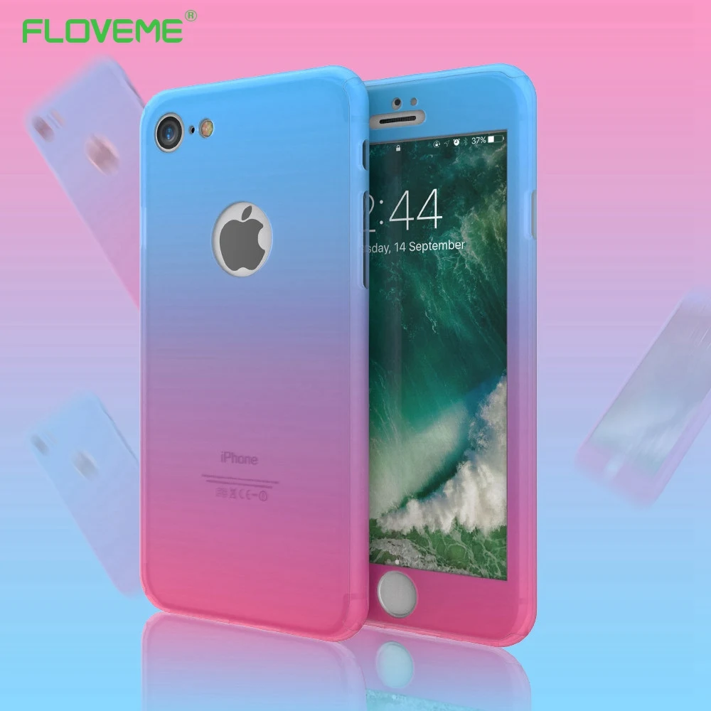 FLOVEME 360 градусов полное покрытие градиентный карамельный цвет чехол для iPhone 7 6s 6 Чехол девчачий чехол для iPhone 7 6s 6 Plus ракушки